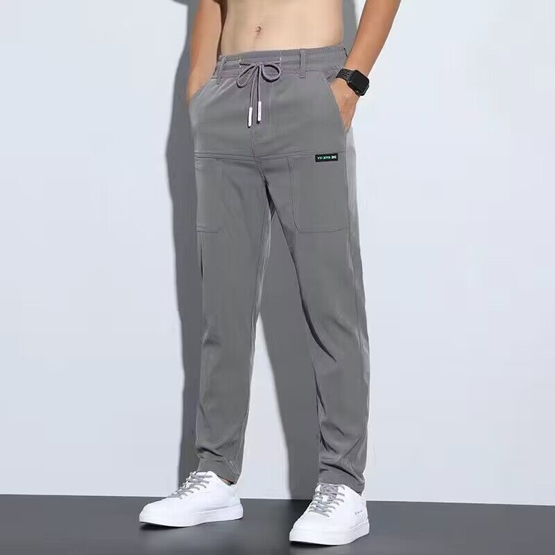 Men’s Lightweight Ice Silk Straight-Leg Pants – Breathable Business-Casual Trousers