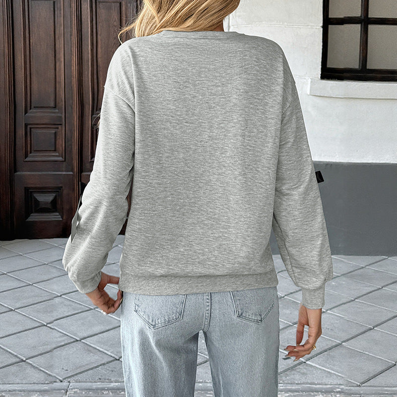 Women's Bow Detail Round Neck Sweatshirt