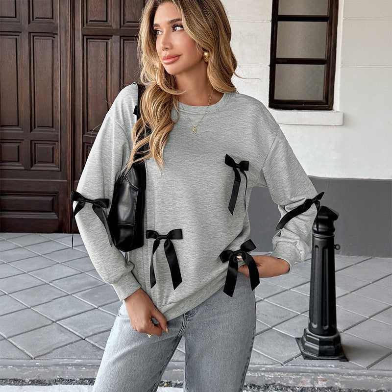Women's Bow Detail Round Neck Sweatshirt