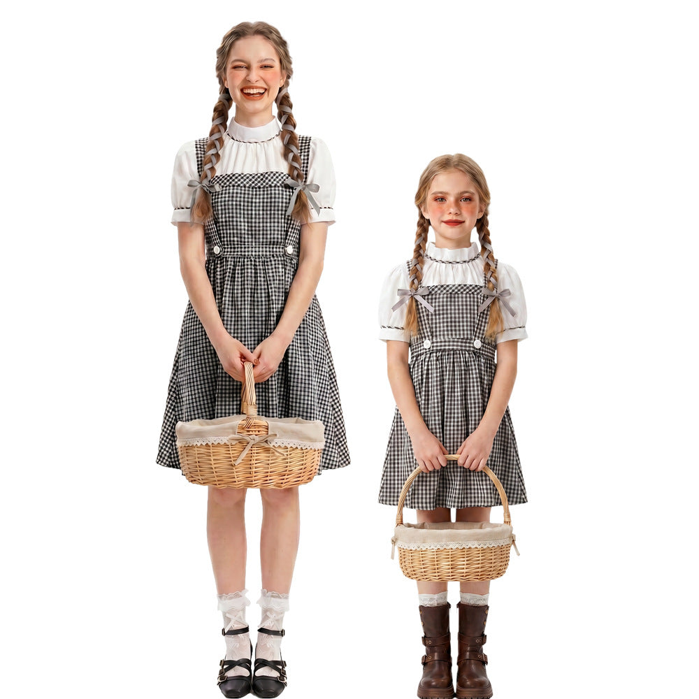 Vintage Gingham Mother & Daughter Overall Dress Set – French Country Summer Matching Outfit