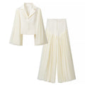Lantern-Sleeve Top & Long Pants Set – Women’s Two-Piece Casual Outfit