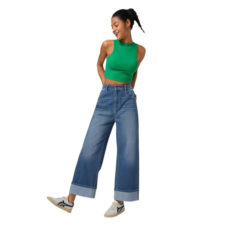 Women’s High-Rise Rolled Straight-Leg Jeans