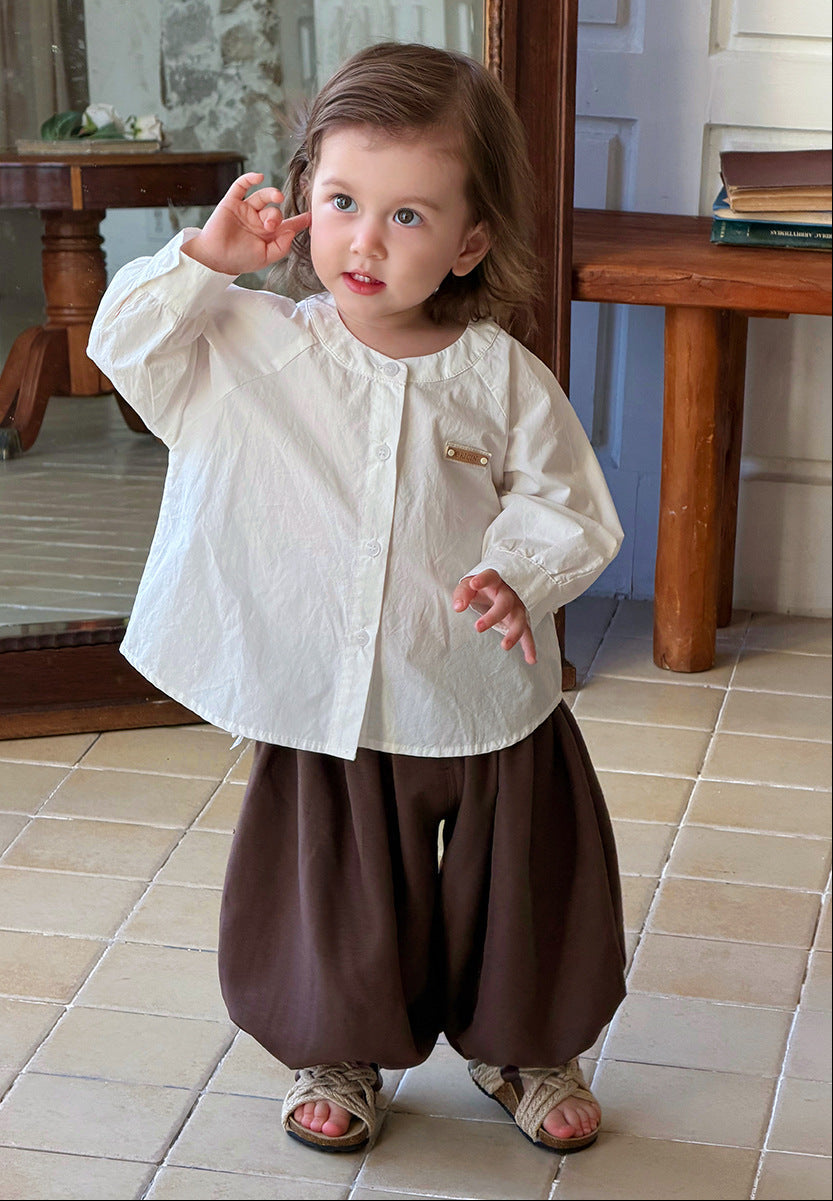 Baby Boy Spring Outfit Set – Long-Sleeve Top & Literary Lantern Pants