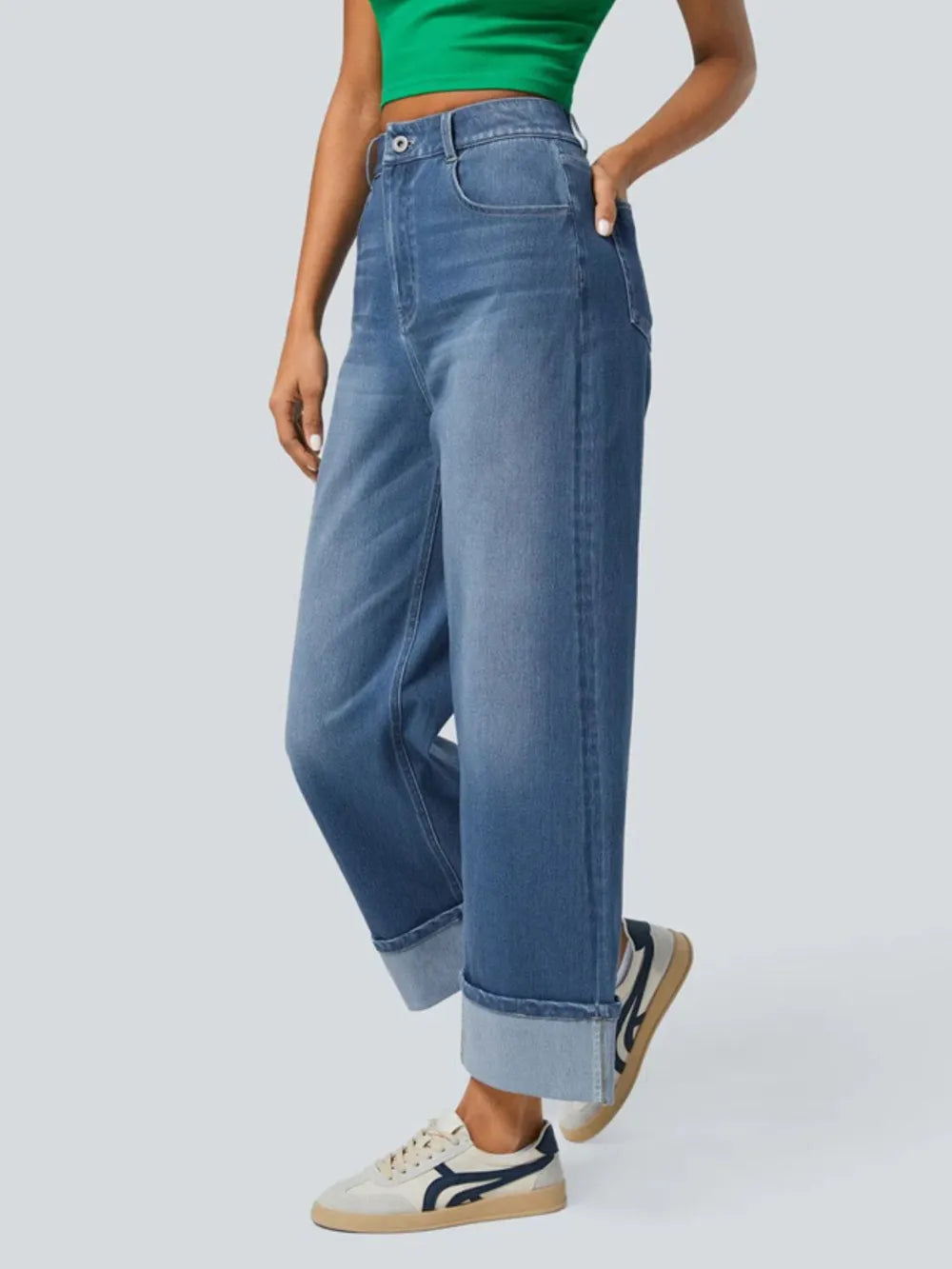 Women’s High-Rise Rolled Straight-Leg Jeans