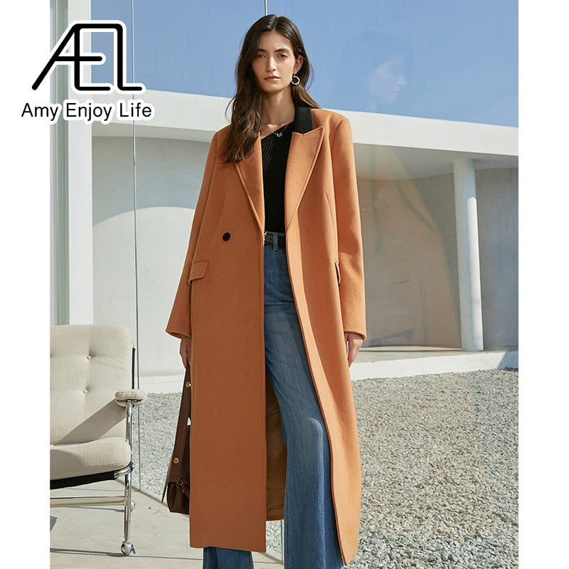 Women’s High-Count Australian Wool Winter Overcoat – Thickened Warm Wool Coat