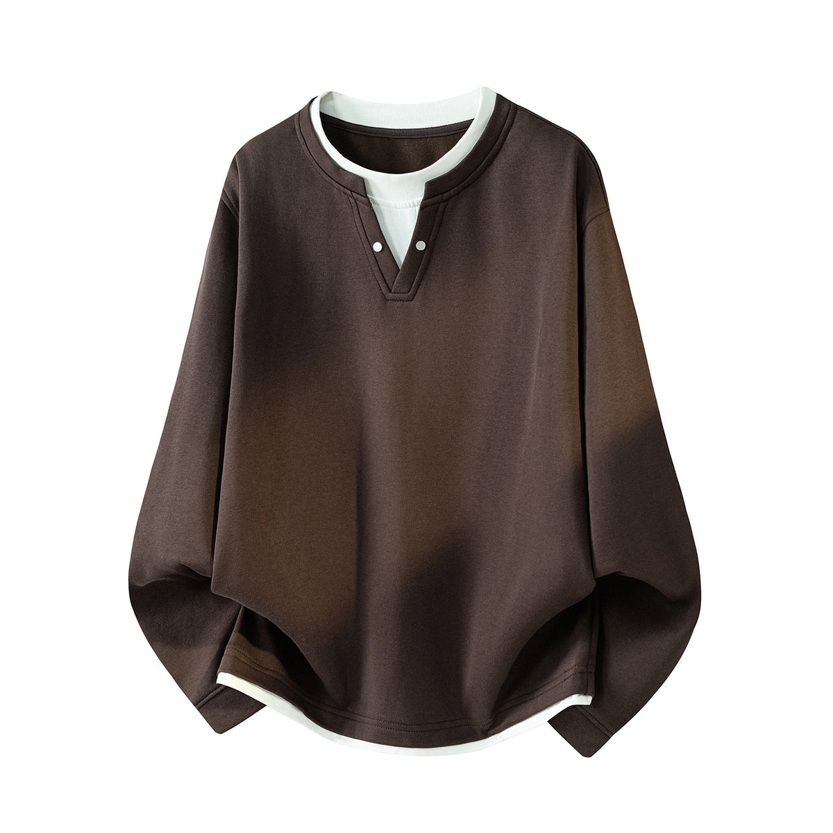 Men’s Long-Sleeve Henley Layered Top – Casual Button-Neck Shirt