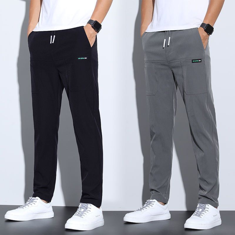 Men’s Lightweight Ice Silk Straight-Leg Pants – Breathable Business-Casual Trousers