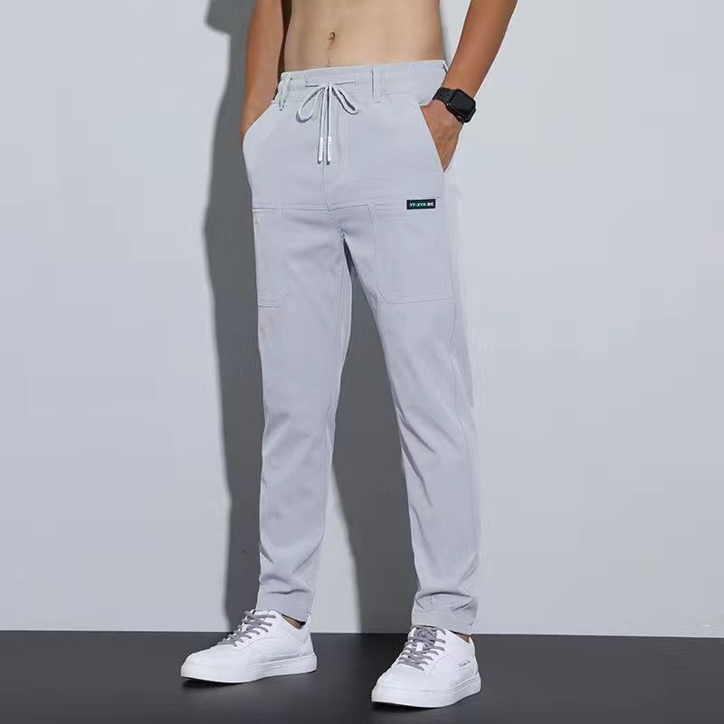 Men’s Lightweight Ice Silk Straight-Leg Pants – Breathable Business-Casual Trousers