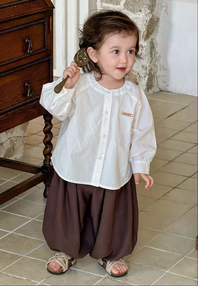 Baby Boy Spring Outfit Set – Long-Sleeve Top & Literary Lantern Pants