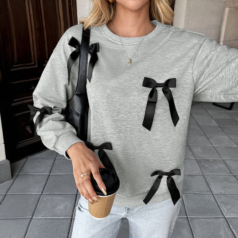 Women's Bow Detail Round Neck Sweatshirt