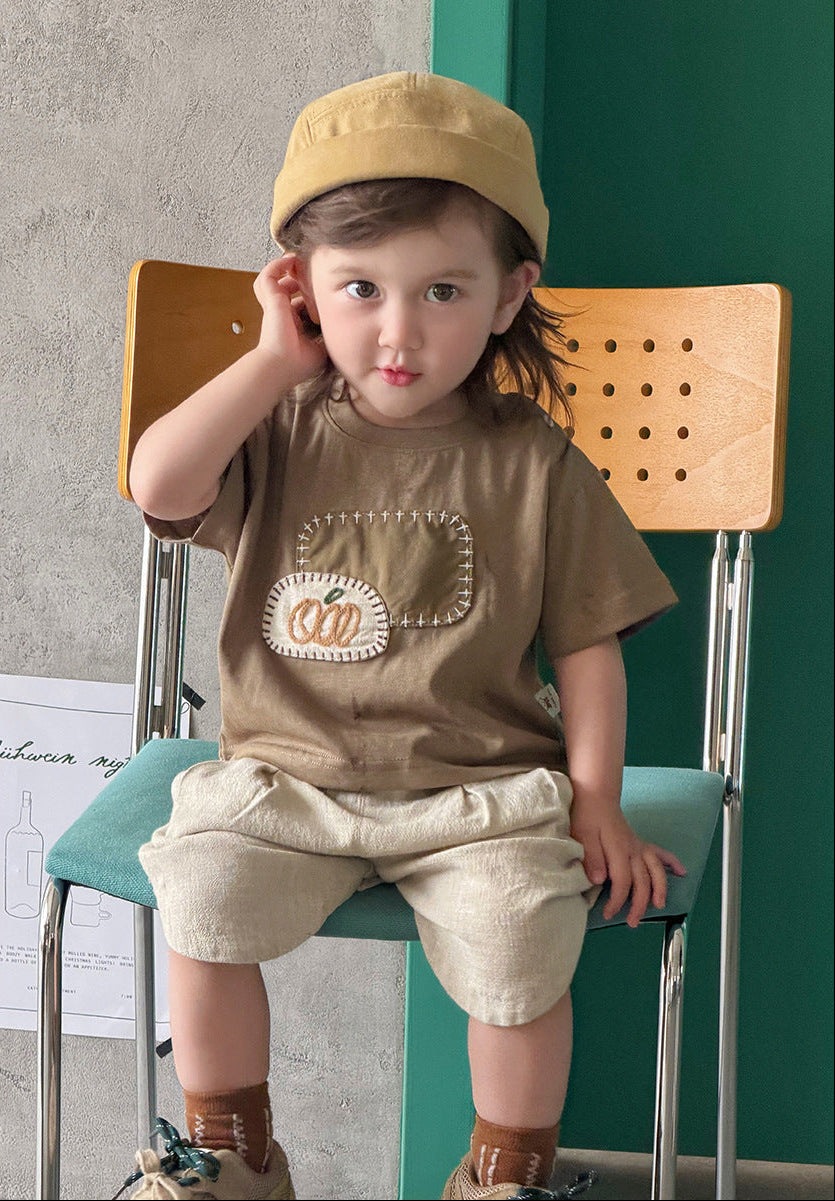 Cotton-Linen Short-Sleeve Tee & Lantern Pants Set – Breathable Two-Piece Outfit
