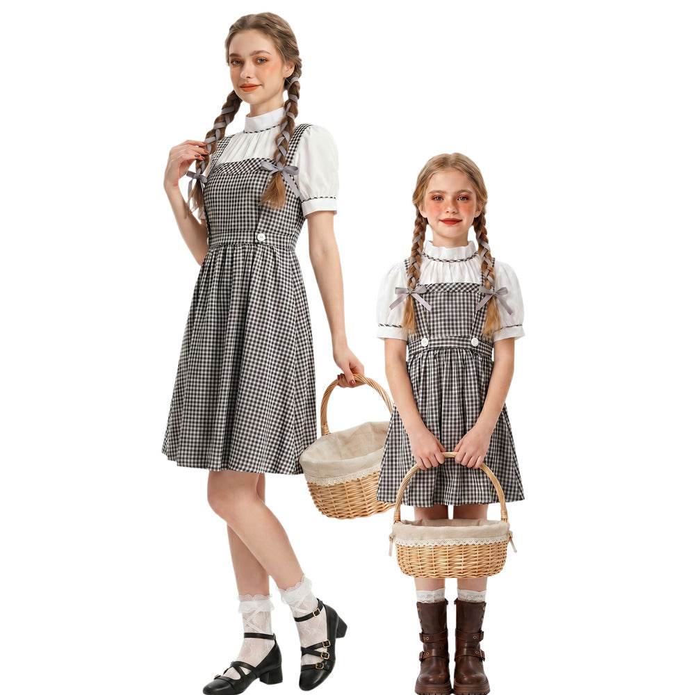 Vintage Gingham Mother & Daughter Overall Dress Set – French Country Summer Matching Outfit