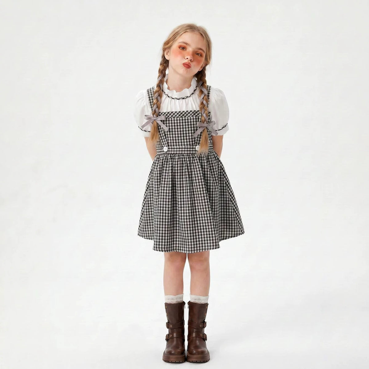 Vintage Gingham Mother & Daughter Overall Dress Set – French Country Summer Matching Outfit