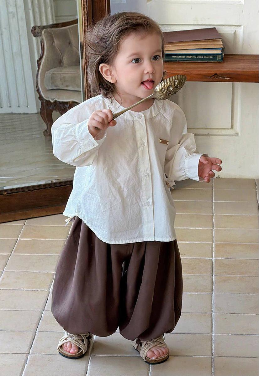 Baby Boy Spring Outfit Set – Long-Sleeve Top & Literary Lantern Pants