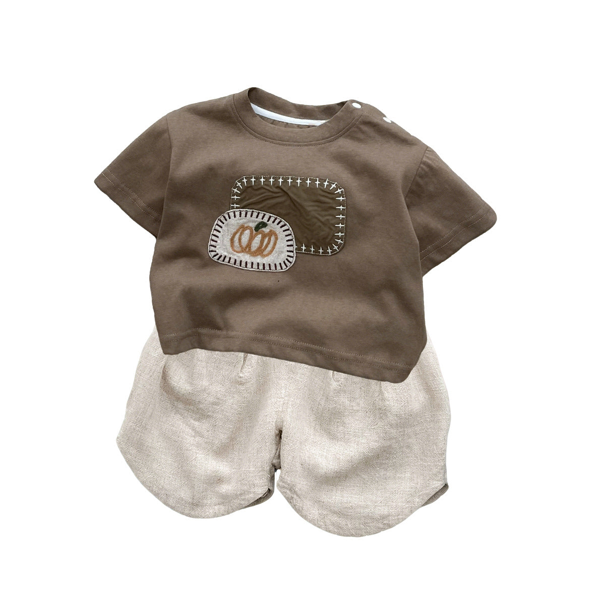 Cotton-Linen Short-Sleeve Tee & Lantern Pants Set – Breathable Two-Piece Outfit