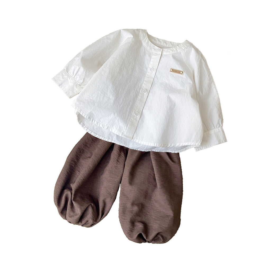 Baby Boy Spring Outfit Set – Long-Sleeve Top & Literary Lantern Pants