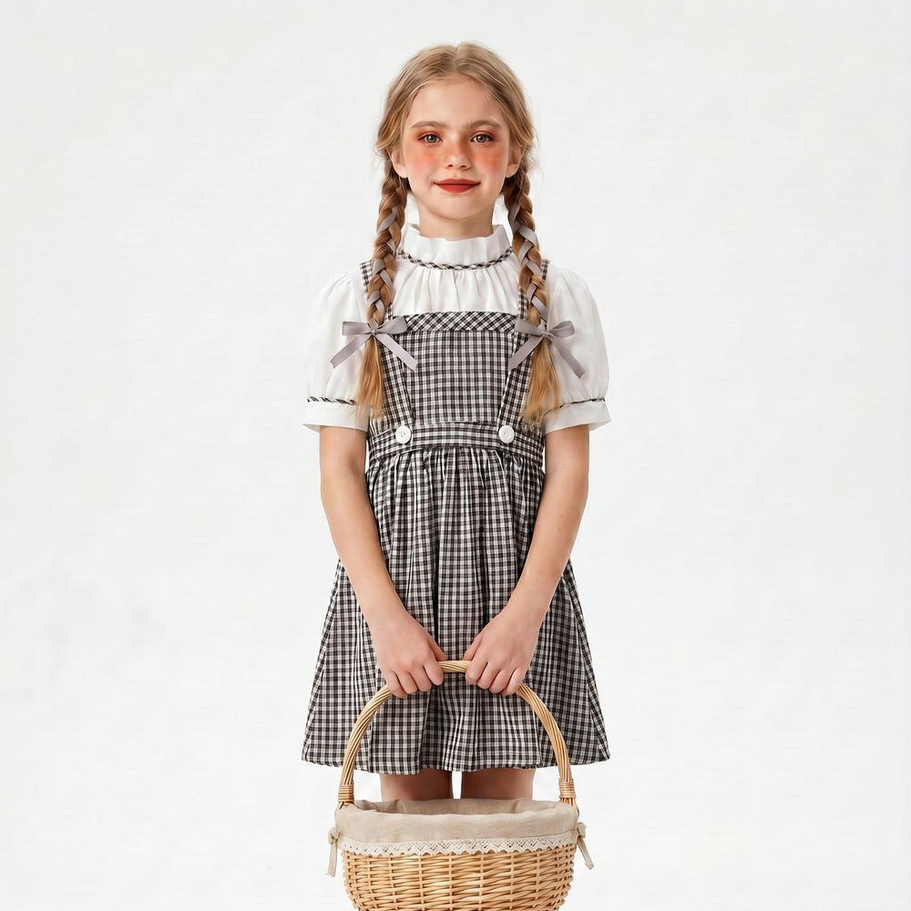 Vintage Gingham Mother & Daughter Overall Dress Set – French Country Summer Matching Outfit