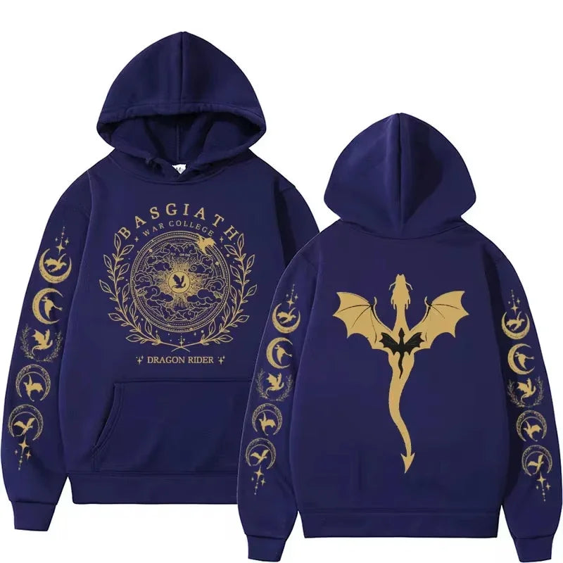 Fourth Wing-Inspired Graphic Hoodie – Men's Long-Sleeve Fantasy Streetwear