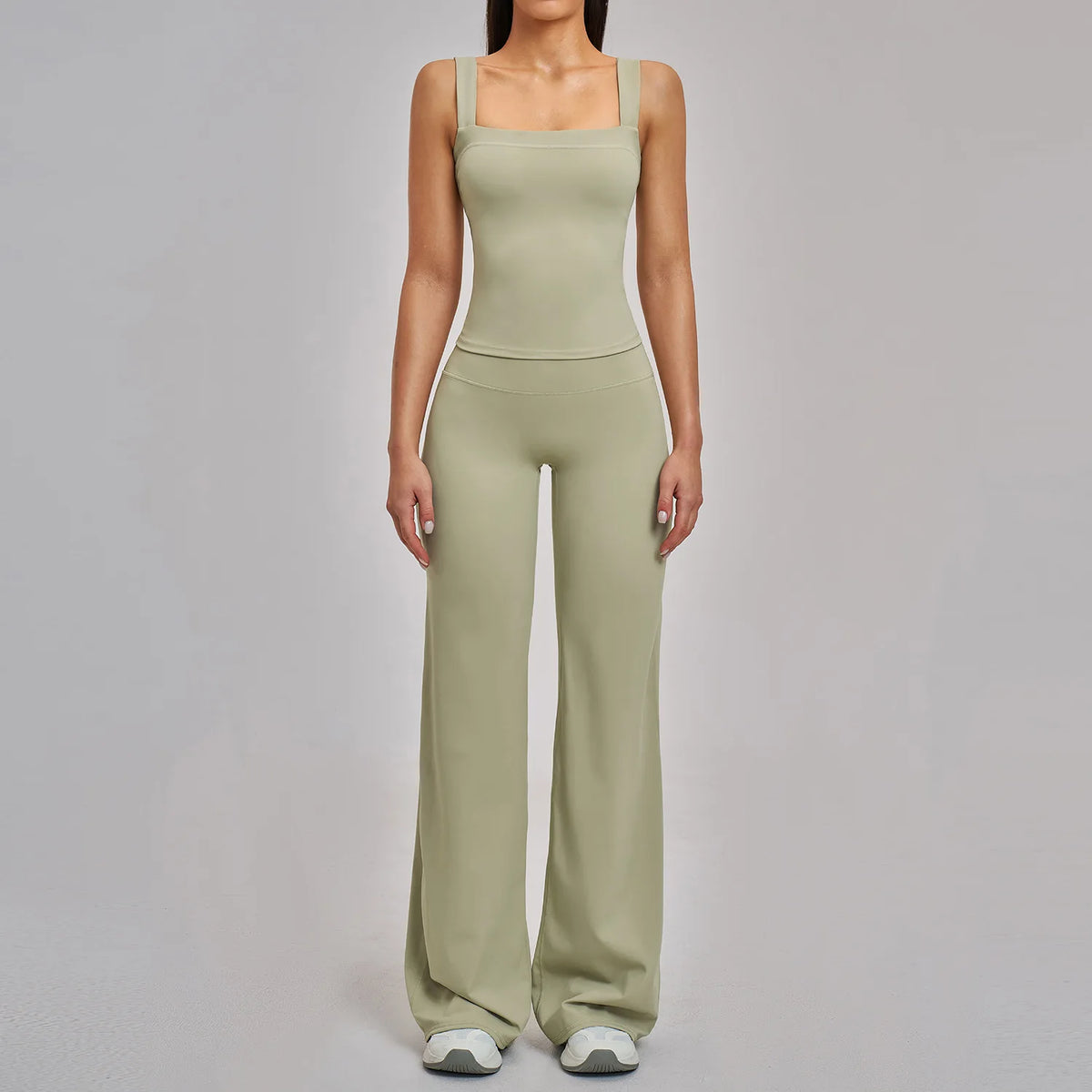 Women's 2/3-Piece Yoga & Fitness Set – Long-Sleeve Top, Sports Bra & High-Waist Flared Pants