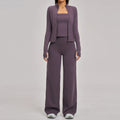 Women's 2/3-Piece Yoga & Fitness Set – Long-Sleeve Top, Sports Bra & High-Waist Flared Pants