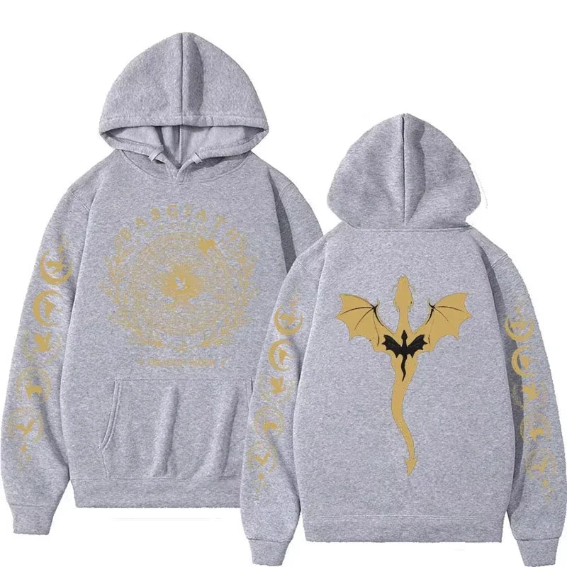 Fourth Wing-Inspired Graphic Hoodie – Men's Long-Sleeve Fantasy Streetwear