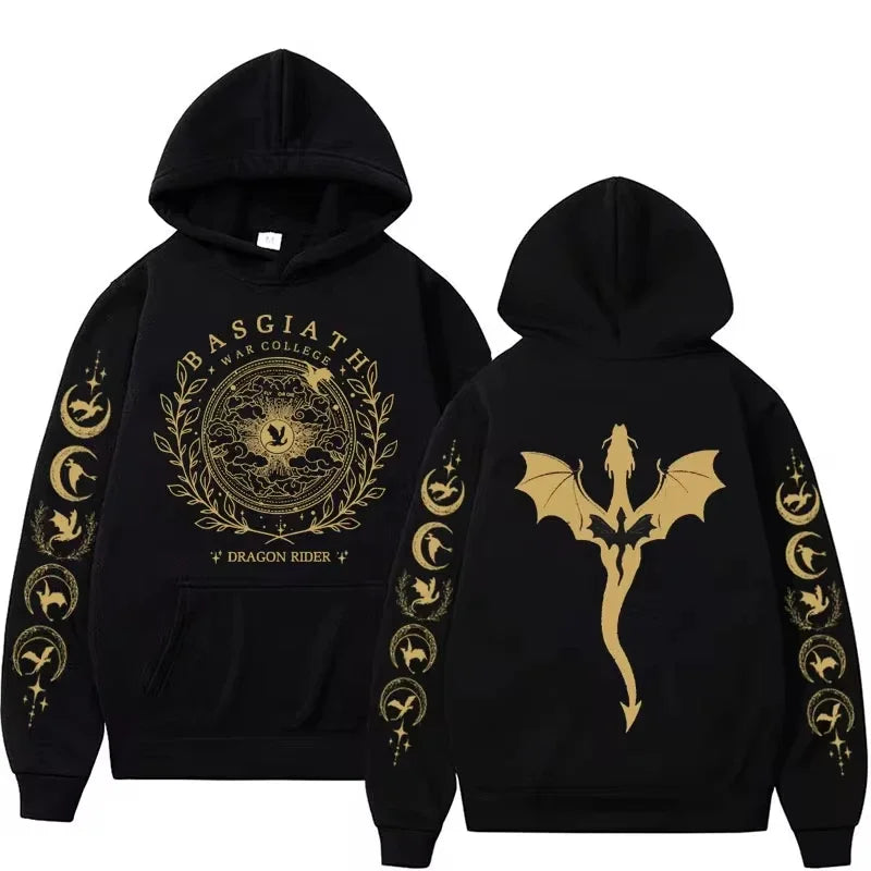 Fourth Wing-Inspired Graphic Hoodie – Men's Long-Sleeve Fantasy Streetwear