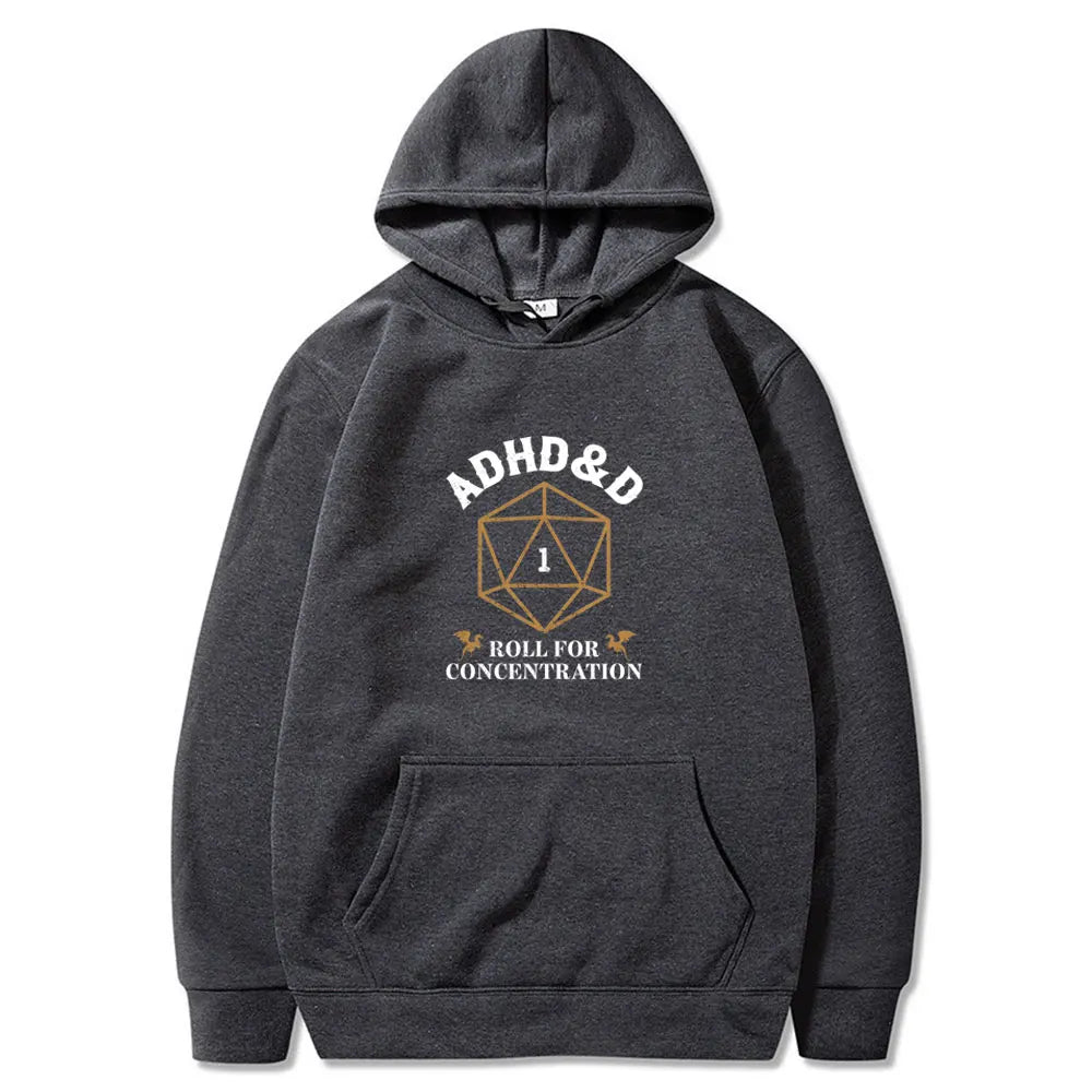 ADHD&D Roll for Concentration Graphic Hoodie – RPG Gamer Streetwear