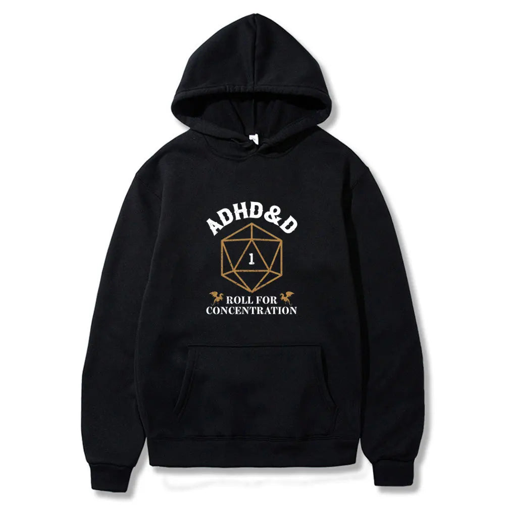 ADHD&D Roll for Concentration Graphic Hoodie – RPG Gamer Streetwear