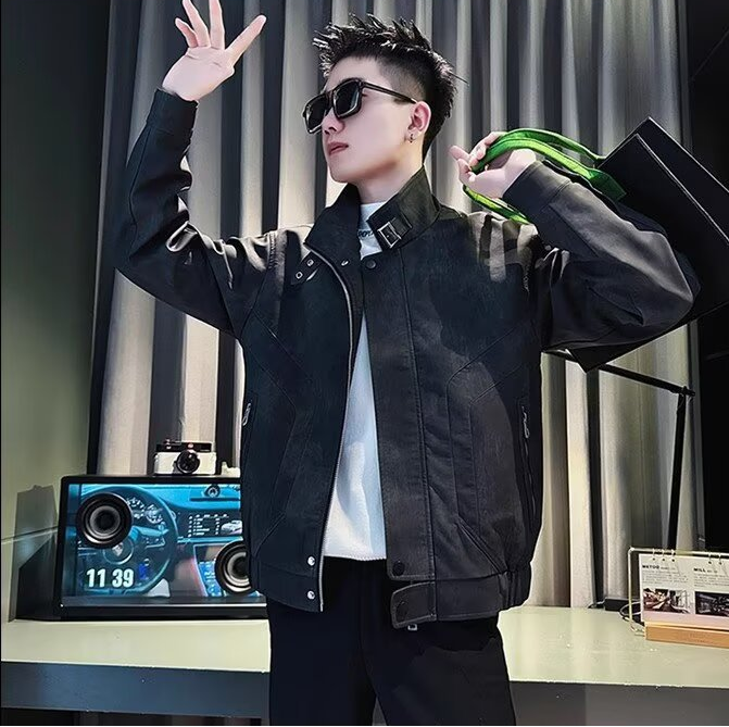 Men's casual leather jacket - styling shot